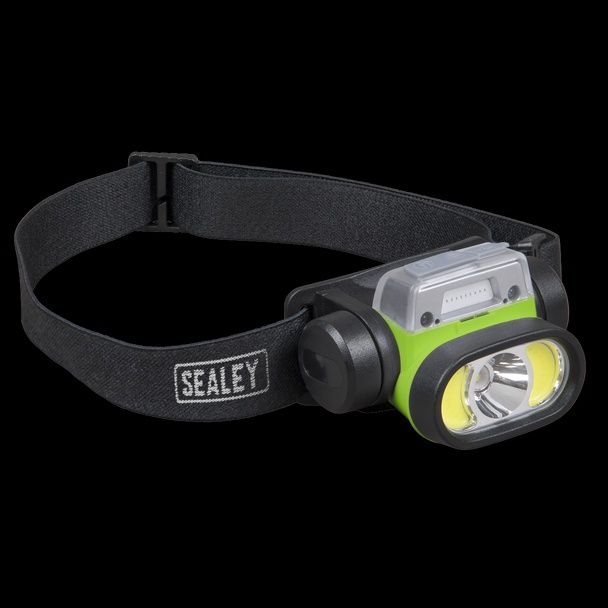 Sealey Rechargeable Head Torch with Auto-Sensor 5W &amp; 3W COB LED