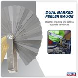 Sealey VS513 Premier Combination Steel/Brass Dual Marked Feeler Gauge 36 Blade