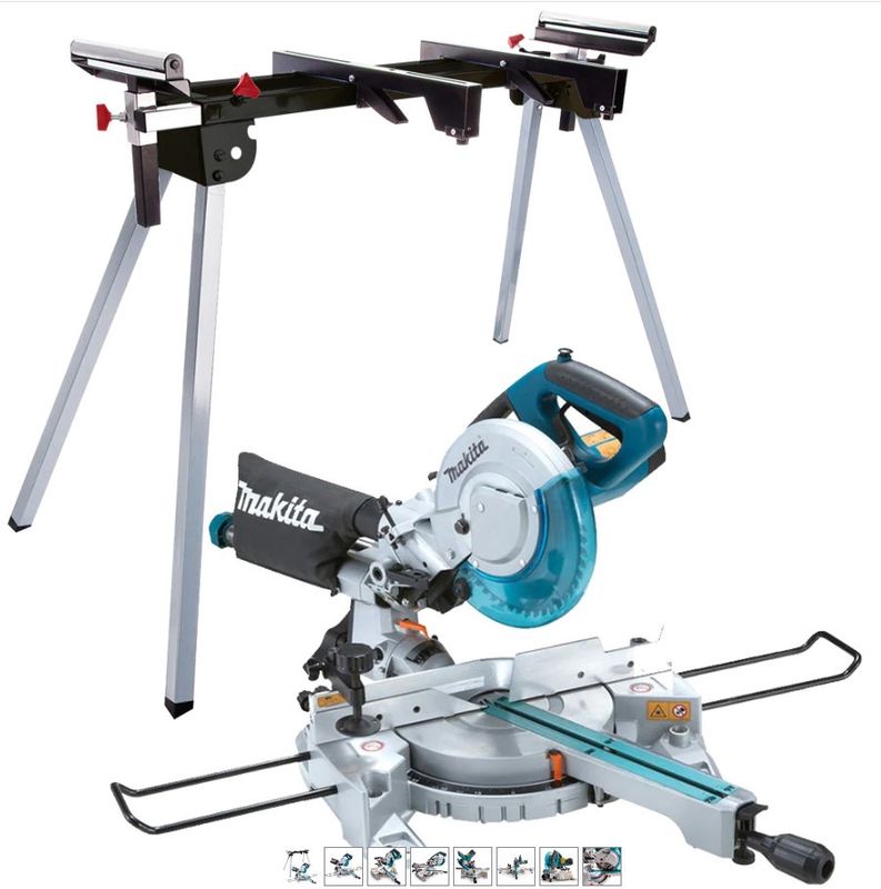 Makita LS0815FLN/1 216mm Sliding Compound Mitre Saw 110V With Laser LED Light &amp; Leg Stand