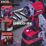 Excel 18V Cordless Brushless 1/2'' Impact Wrench with 2 x 2.0Ah Battery & Charger