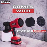 Excel 18V Cordless 1000ml Spray Gun with 1 x 5.0Ah Battery & Charger