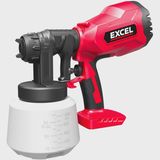 Excel 18V Cordless 1000ml Spray Gun with 1 x 5.0Ah Battery & Charger