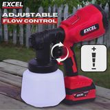 Excel 18V Cordless 1000ml Spray Gun with 2 x 5.0Ah Battery & Charger