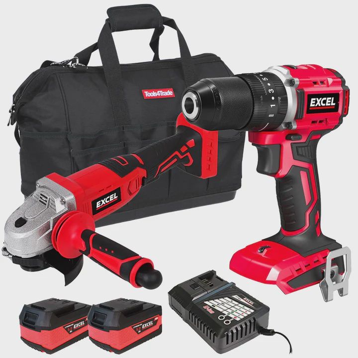 Excel 18V Cordless 2 Piece Tool Kit with 2 x 5.0Ah Batteries &amp; Charger in Bag EXL5071