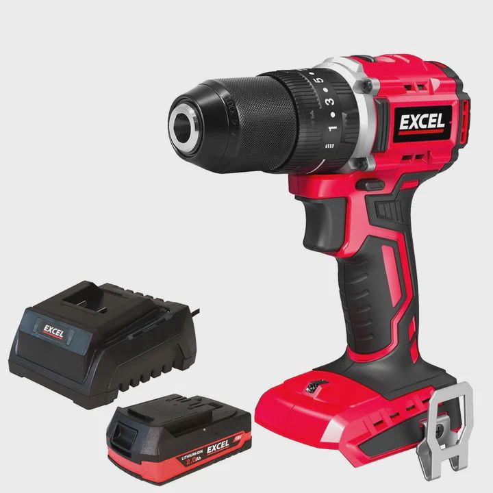 Excel 18V Cordless Brushless Combi Drill with 1 x 2.0Ah Battery & Charger