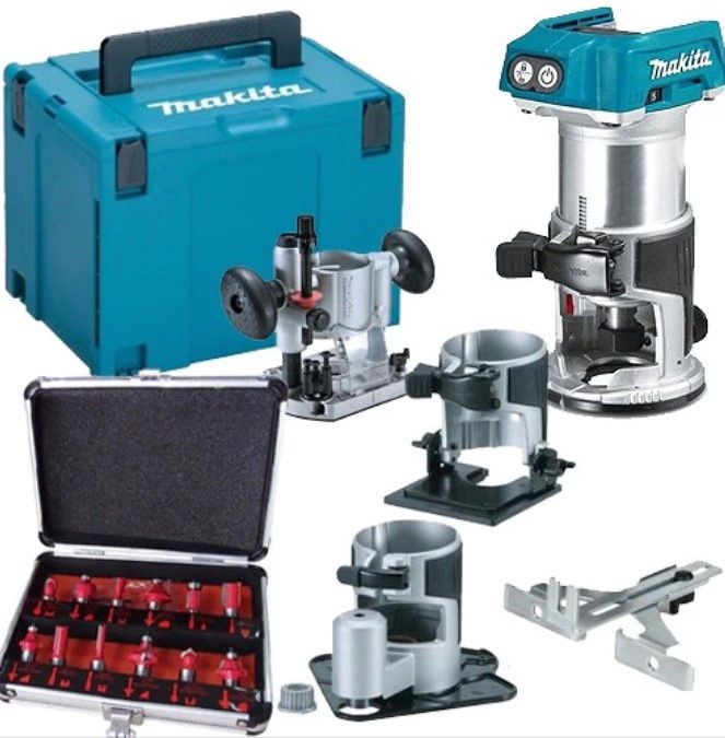 Makita DRT50ZJX3 18V Brushless Router Trimmer & Bases 1/4" Router Set