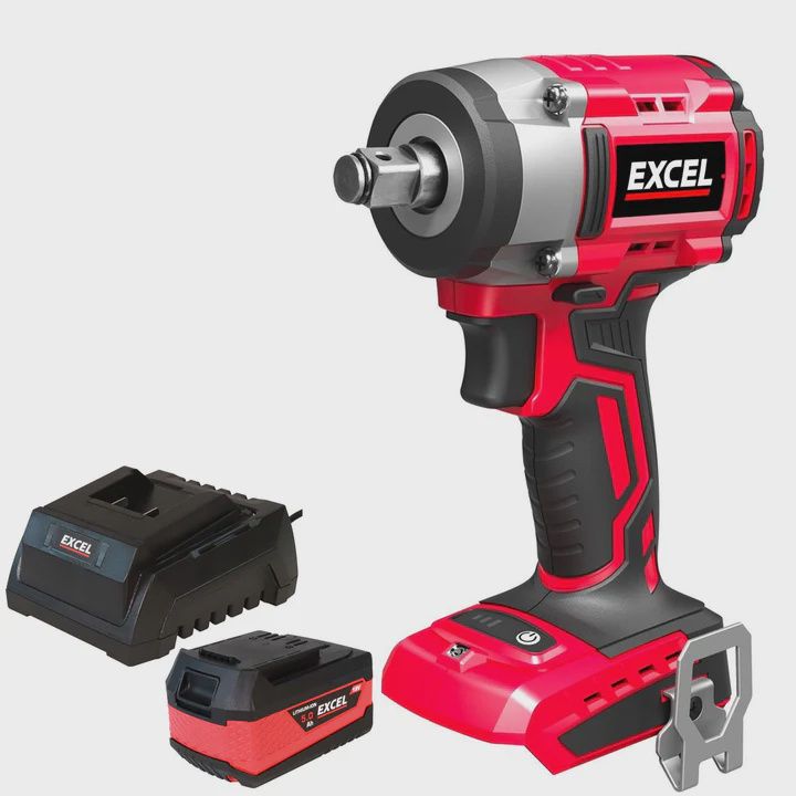 Excel 18V Cordless Brushless 1/2'' Impact Wrench with 1 x 5.0Ah Battery & Charger