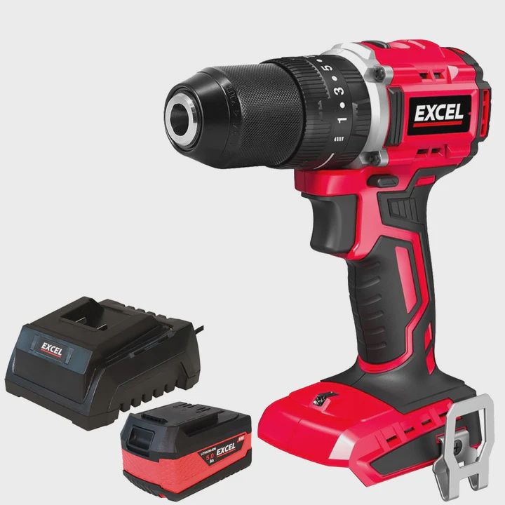 Excel 18V Cordless Brushless Combi Drill with 1 x 5.0Ah Battery & Charger