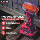 Excel 18V Cordless Brushless Impact Driver with 1 x 5.0Ah Battery Charger & Bag