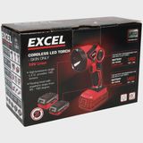 Excel 18V Cordless LED Flashlight Torch with 1 x 5.0Ah Battery Charger & 18" Bag