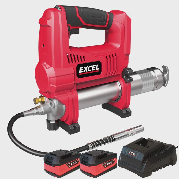 Excel 18V Cordless Grease Gun with 2 x 5.0Ah Battery & Charger