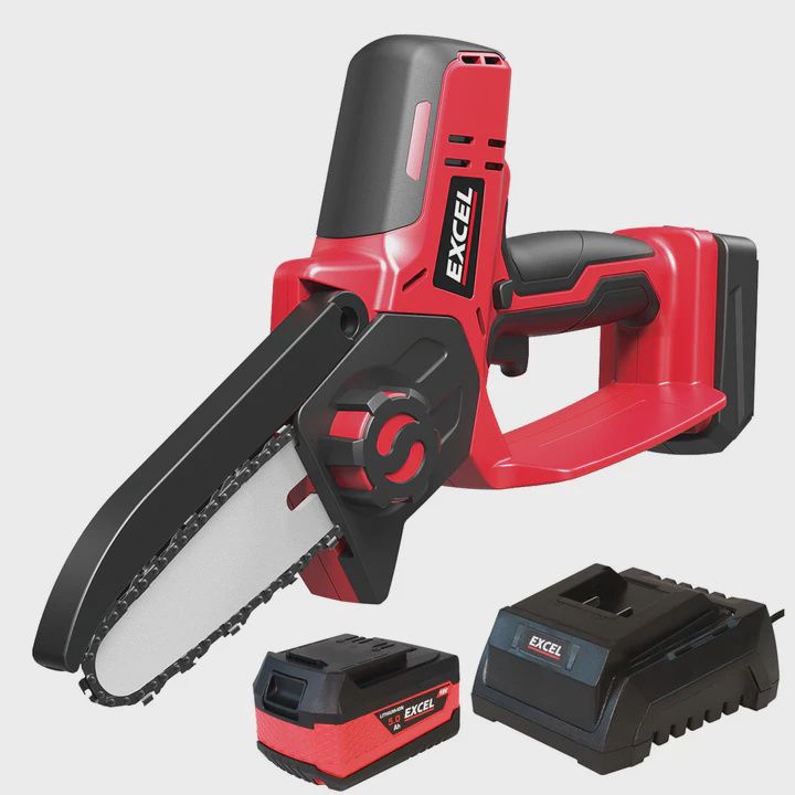 Excel 18V Cordless Mini Chain Saw with 1 x 5.0Ah Battery & Charger
