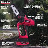 Excel 18V Cordless Mini Chain Saw with 1 x 5.0Ah Battery Charger & Bag