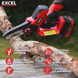 Excel 18V Cordless Mini Chain Saw with 1 x 5.0Ah Battery Charger & Bag