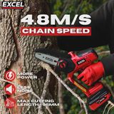 Excel 18V Cordless Mini Chain Saw with 1 x 5.0Ah Battery Charger & Bag