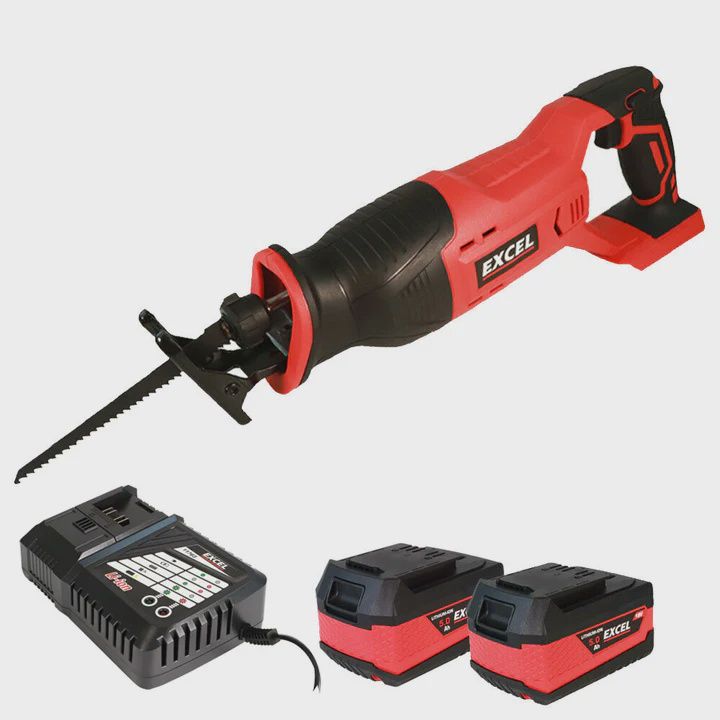 Excel 18V Cordless Reciprocating Saw with 2 x 5.0Ah Batteries & Charger EXL261