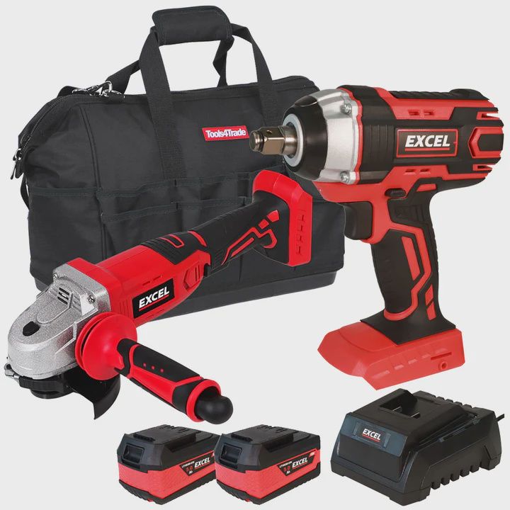 Excel 18V Cordless Twin Pack with 2 x 5.0Ah Batteries &amp; Charger in Bag EXL5084