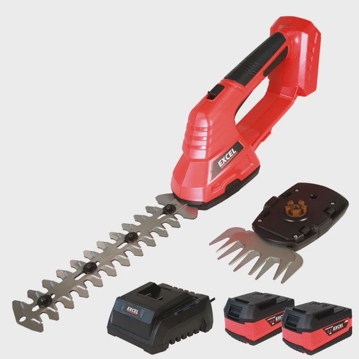 Excel 18V Hedge Trimmer &amp; Grass Shear with 2 x 5.0Ah Batteries + Fast Charger EXL5235