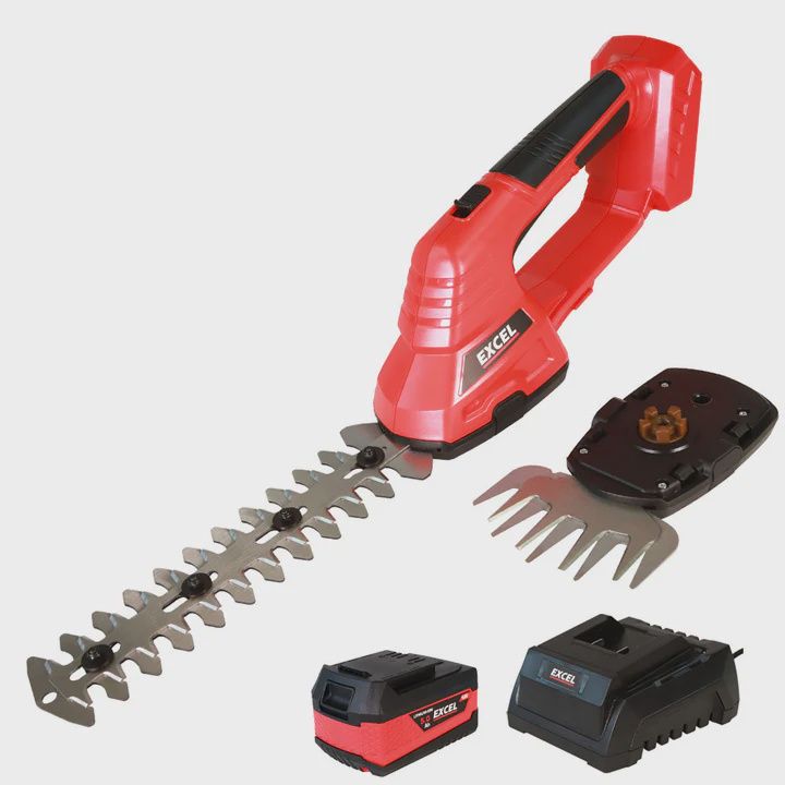Excel 18V Hedge Trimmer Cutter &amp; Grass Shear with 1 x 5.0Ah Battery &amp; Fast Charger EXL5204
