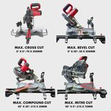 Excel Mitre Saw Large Base 216mm 240V/1500W & Laser with Universal Stand