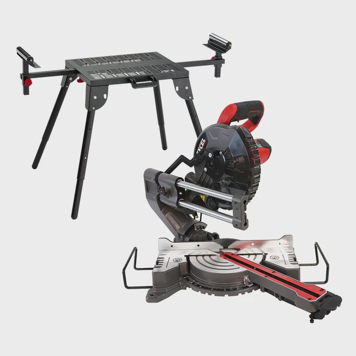 Excel Mitre Saw Large Base 216mm 240V/1500W & Laser with Universal Stand
