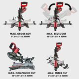 Excel Sliding Mitre Saw Double Bevel 255mm 240V/2000W & Laser with Universal Stand