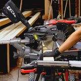 Excel Sliding Mitre Saw Double Bevel 255mm 240V/2000W & Laser with Universal Stand