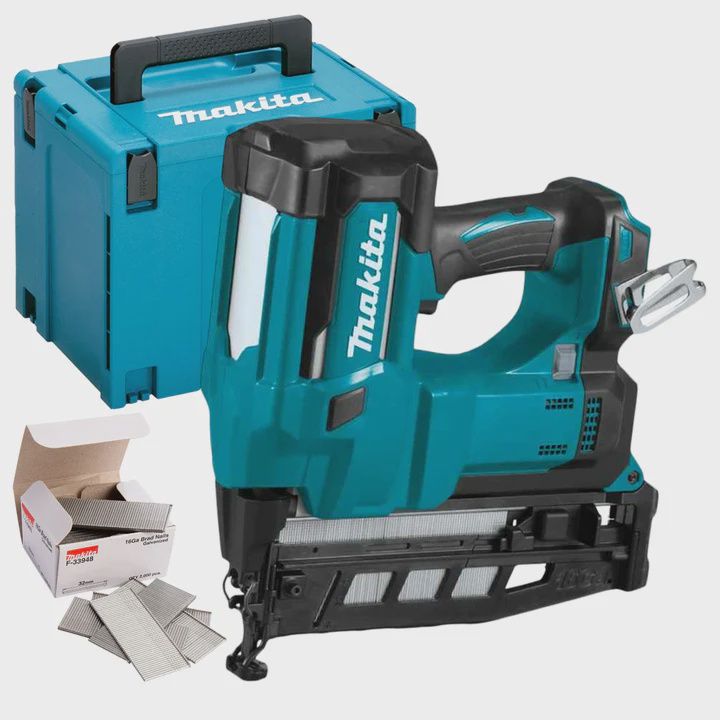 Makita DBN600ZJ 18V Second Fix 16Ga Finishing Nailer With 2000 Piece Brad Nails