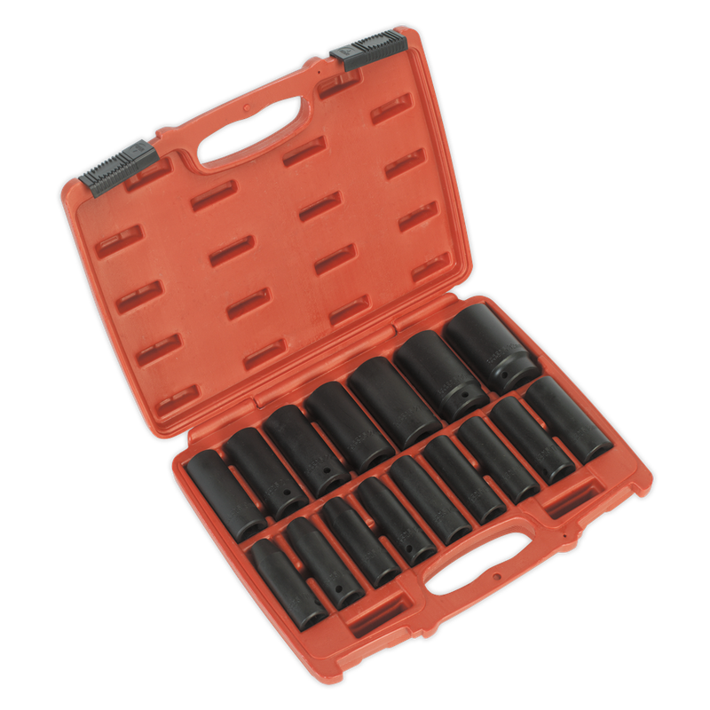 Sealey AK5816M 1/2"Sq Drive Deep Metric Impact Socket Set 16pc