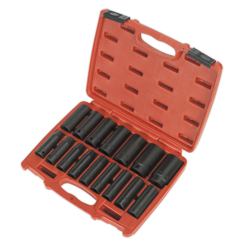 Sealey AK5816M 1/2"Sq Drive Deep Metric Impact Socket Set 16pc