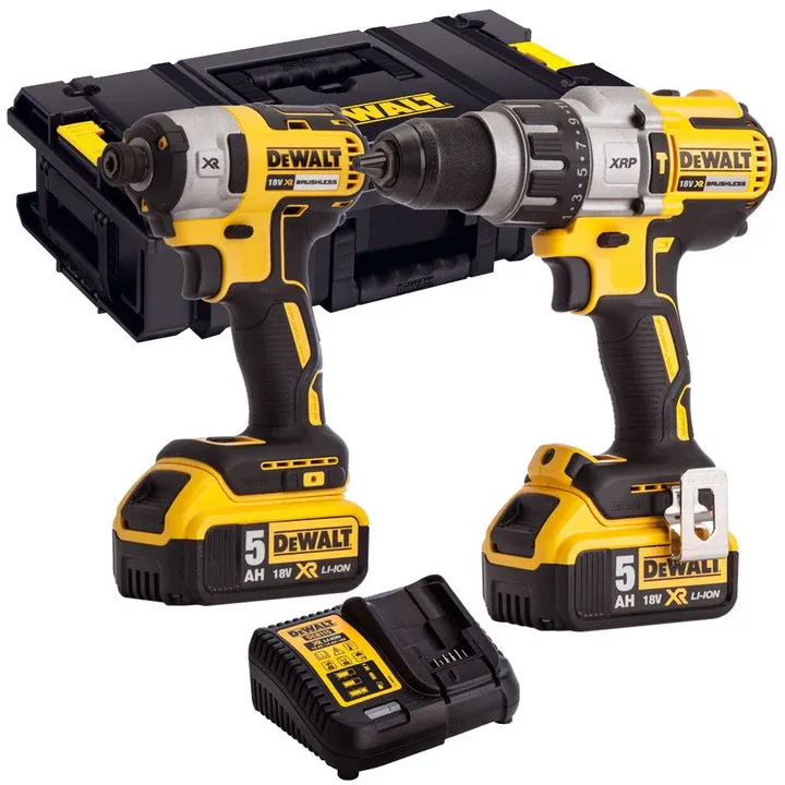 Dewalt 18V XR Brushless (DCD996 + DCF860) Twin Pack With 2 x 5.0Ah Batteries Charger In Case
