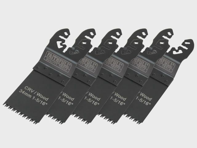 Faithfull  FAIMFW34B Multi-Function Tool CrV Flush Cut Wood Blade Ground Side Set 34mm (Pack 5