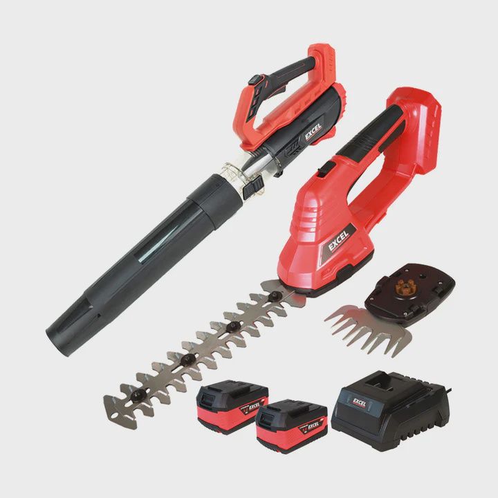 Excel 18V Leaf Blower &amp; Hedge Trimmer 2 x 5.0Ah Batteries &amp; Charger EXL14995