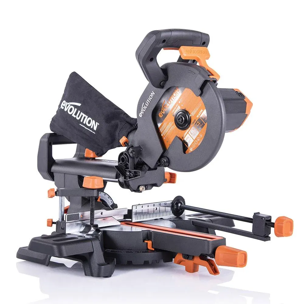 Evolution R210SMS+ 230V Sliding Mitre Saw With 210mm Multi-Material Cutting Blade
