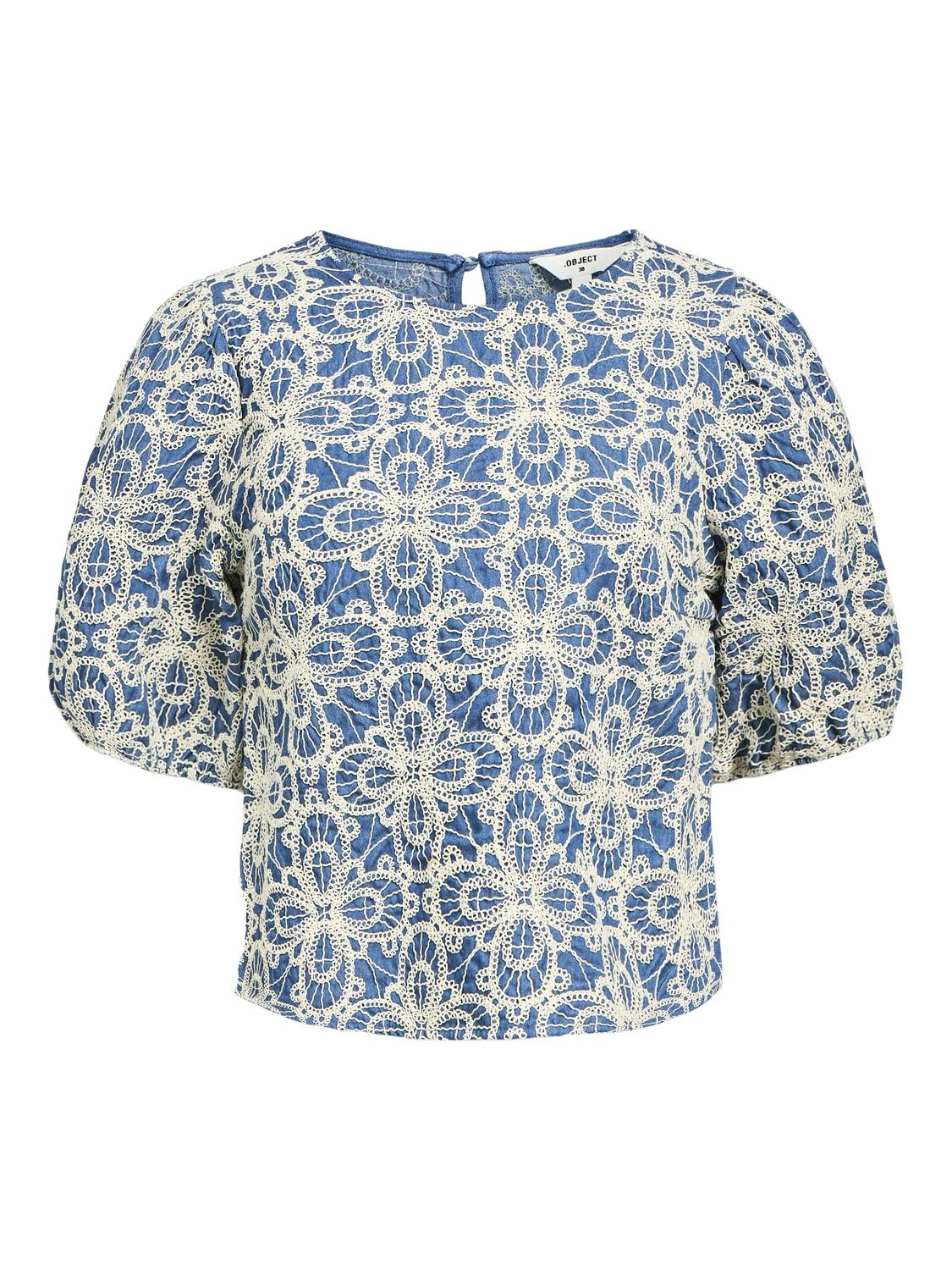 Ella 2/4 Top, Color: Medium Blue Denim, Size: 36