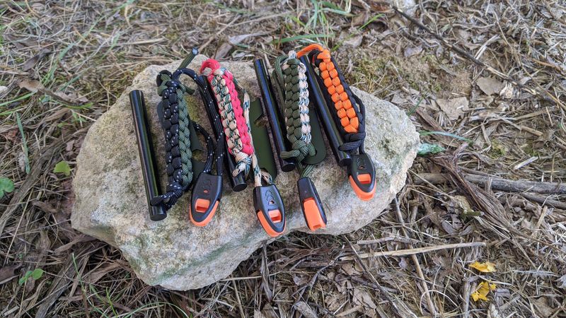 4-inch x 3/8" Rod Fire Starter with 6-in-1 Survival Tool & Emergency Whistle 4-PACK