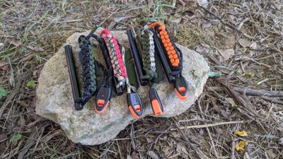 4-inch x 3/8" Rod Fire Starter with 6-in-1 Survival Tool & Emergency Whistle 4-PACK