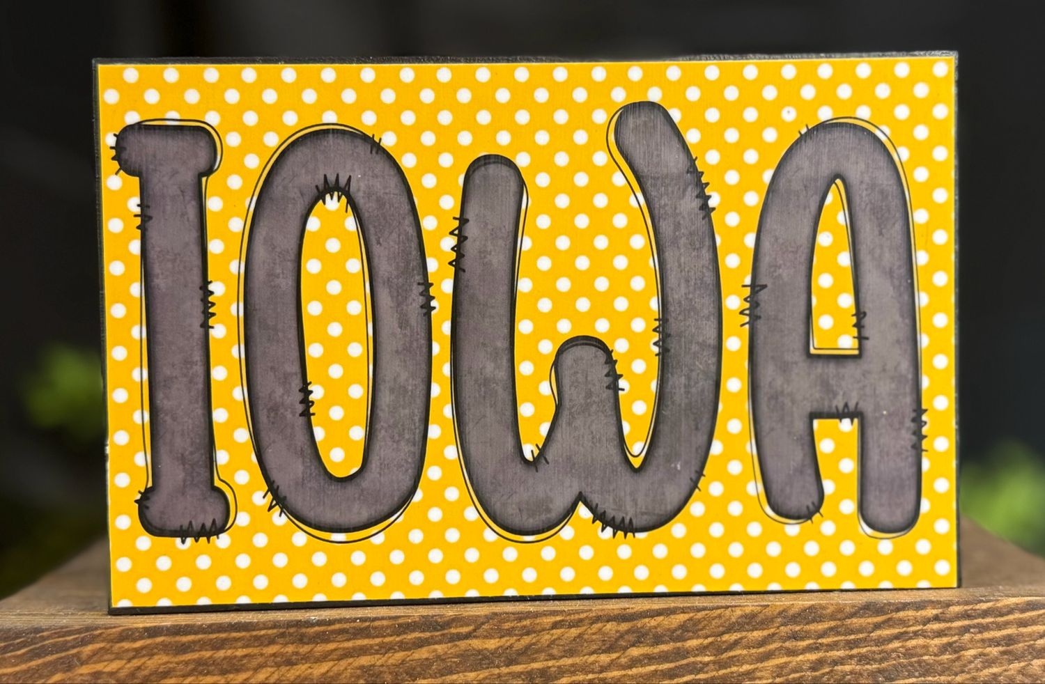 Iowa Black &amp; Gold Home Decor Blocks