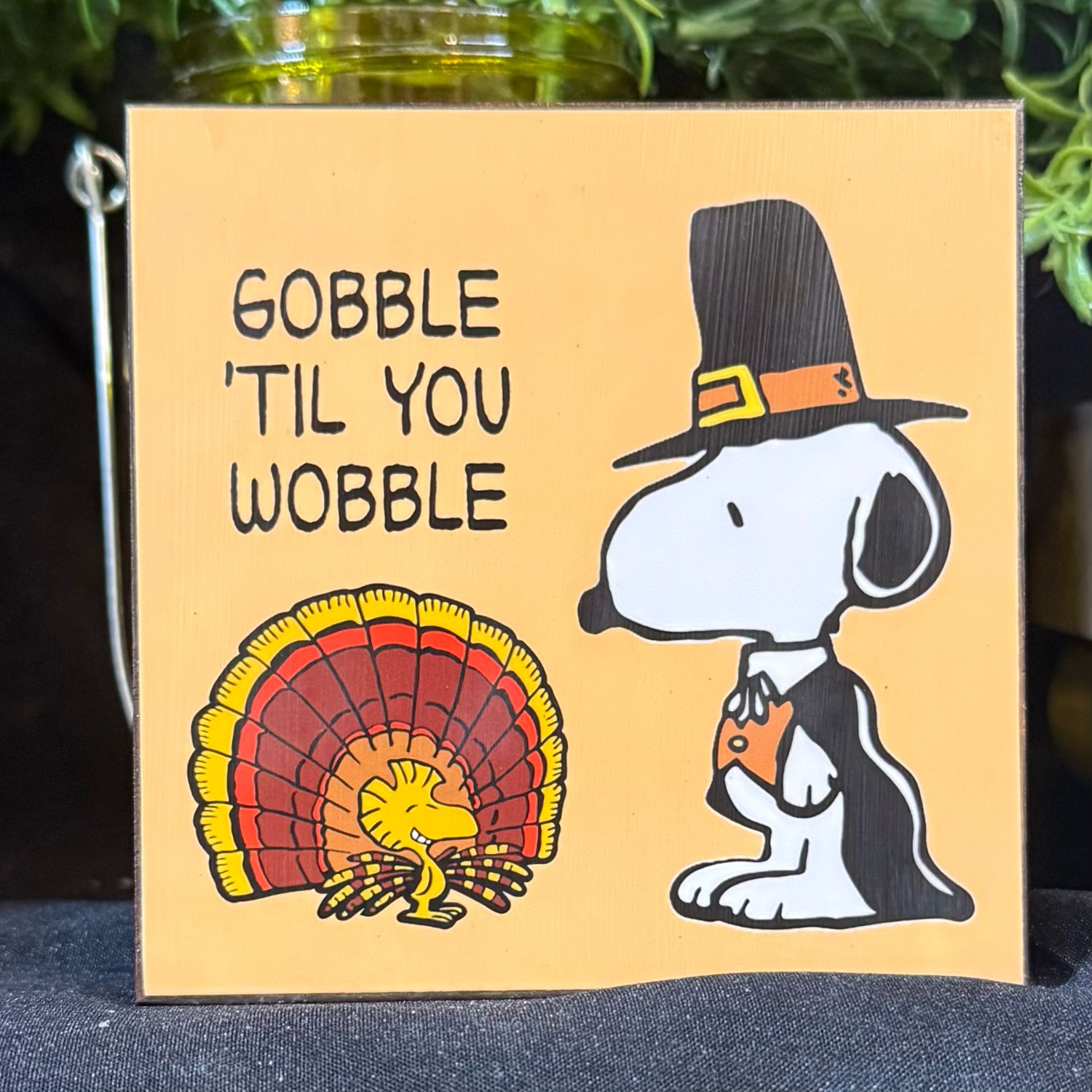 Peanuts Thanksgiving home decor blocks