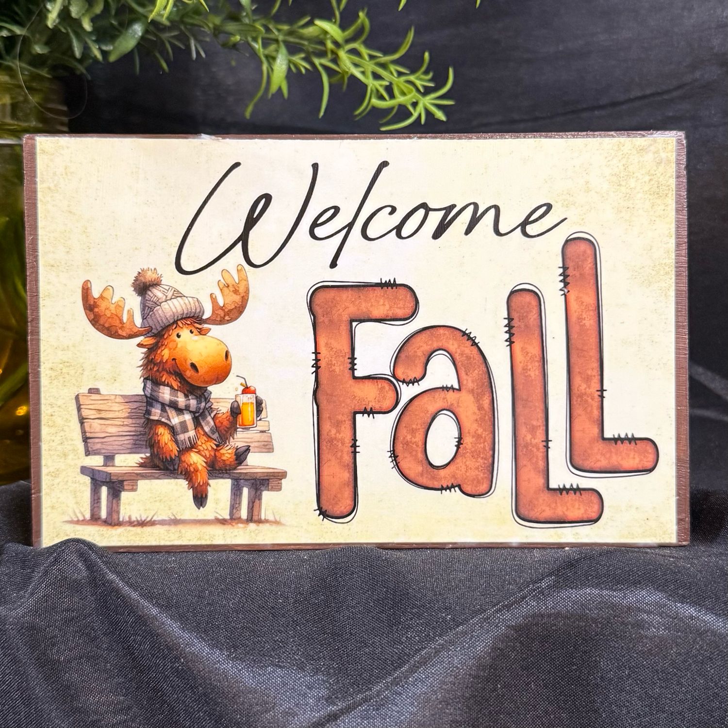 Fall Moose home decor blocks
