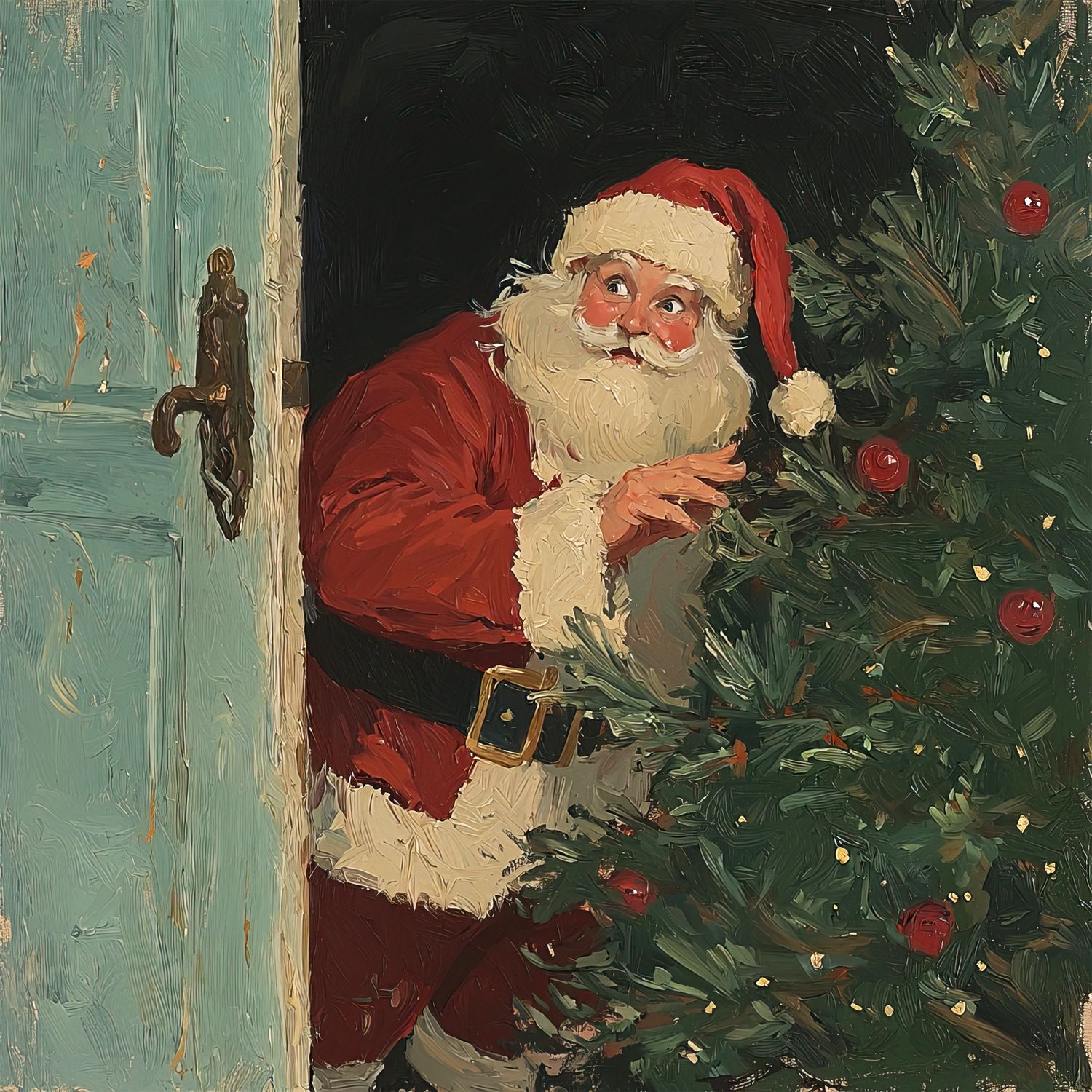 Peeking Santas Christmas home decor blocks