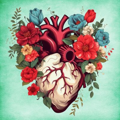 Vintage Anatomical Floral Hearts home decor blocks