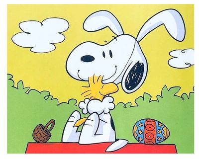 Easter Snoopy and Woodstock home decor blocks