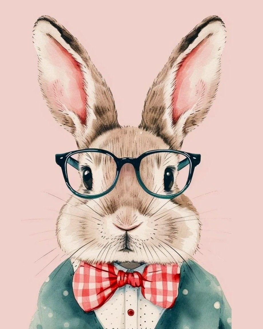 Springtime Hipster Bunny home decor blocks