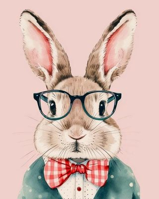 Springtime Hipster Bunny home decor blocks