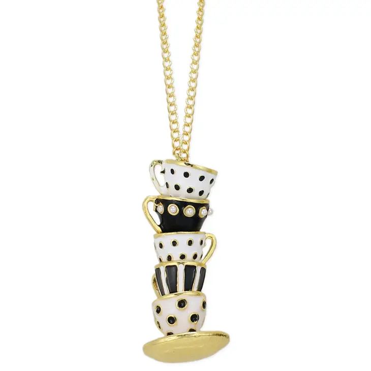 Stacked Teacup Necklace - Black