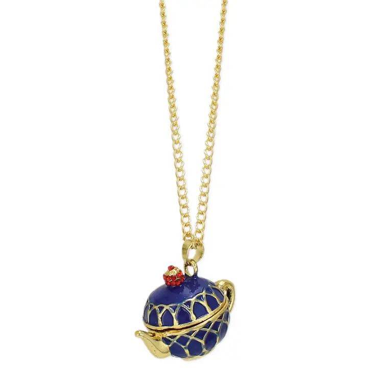 Spot of Tea necklace, blue