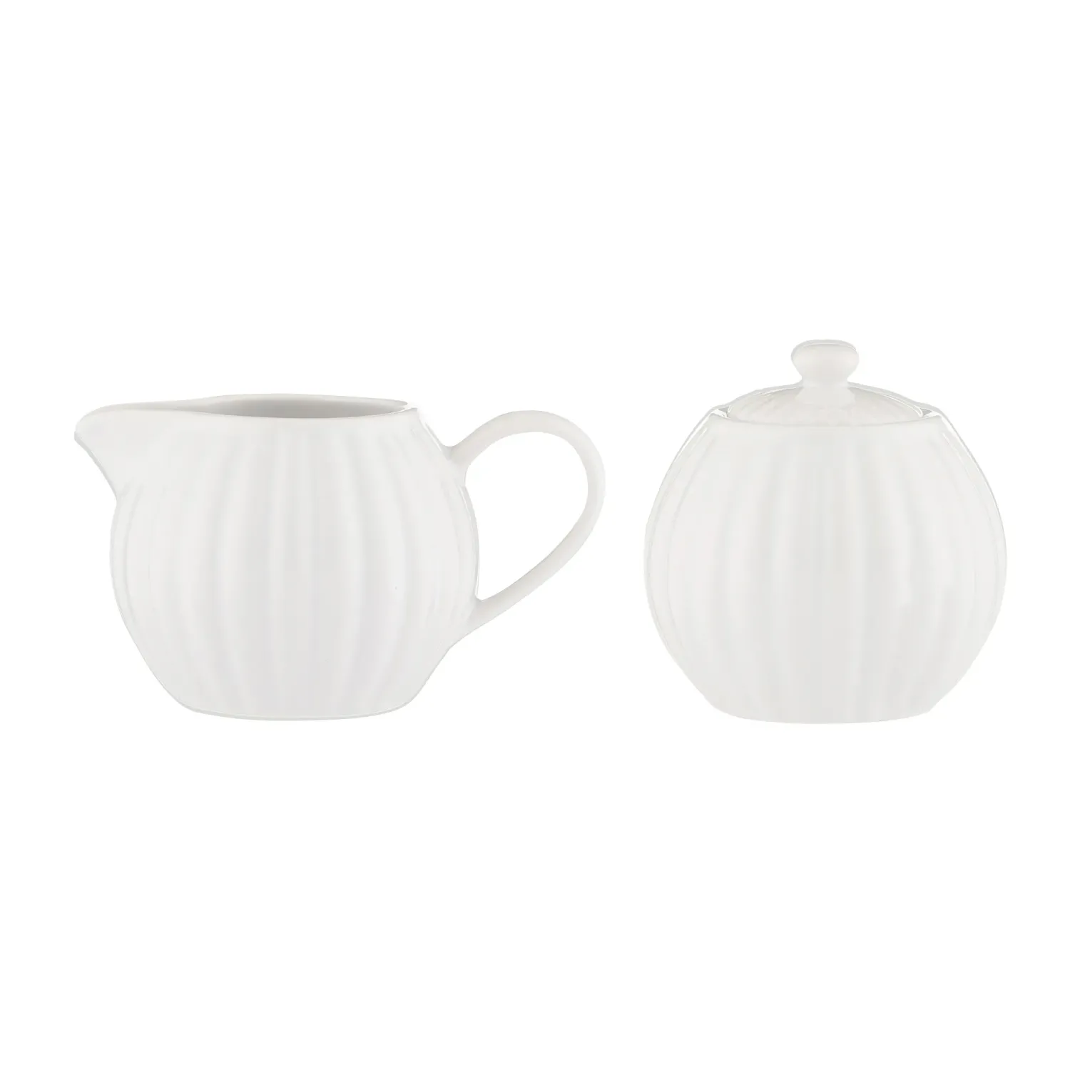 P&amp;K Fluted Cream &amp; Sugar, white
