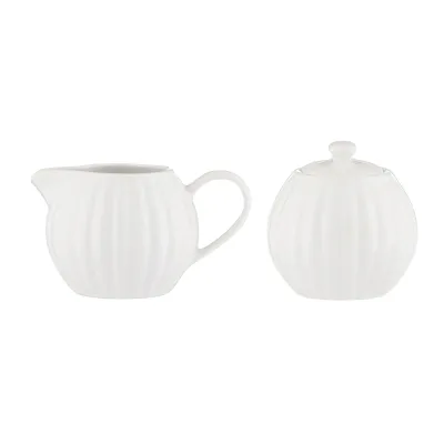 P&amp;K Fluted Cream &amp; Sugar, white