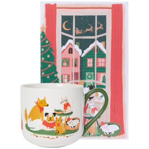 Dog Waiting for Santa Mug/Towel